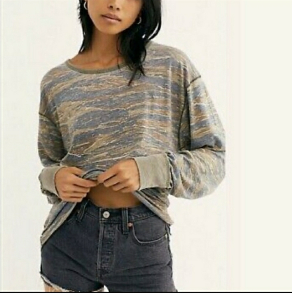 Free people tiger combo camouflage shirt sz S NWT - Picture 2 of 8